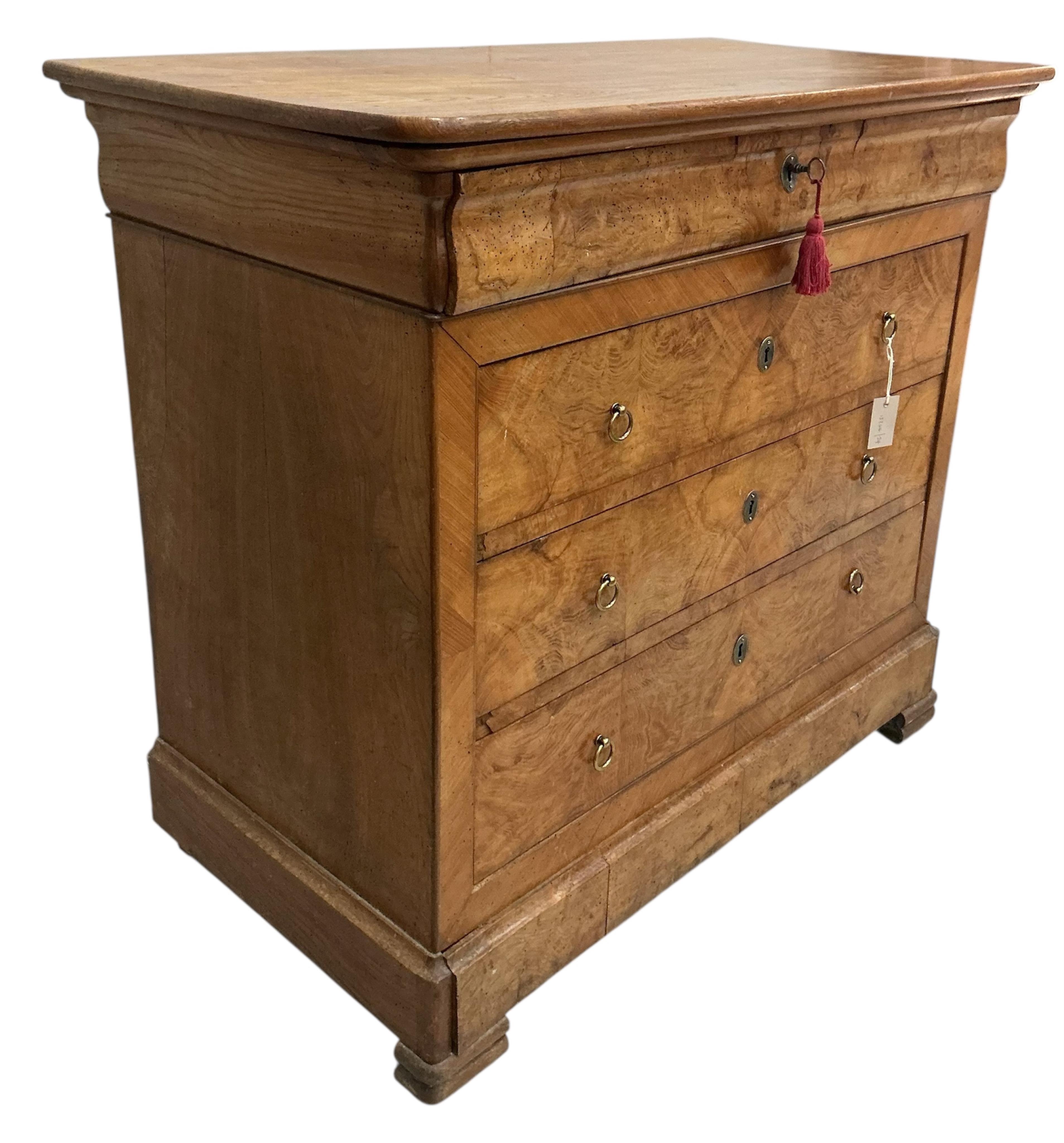 A 19th century French elm commode, width 104cm, depth 56cm, height 96cm